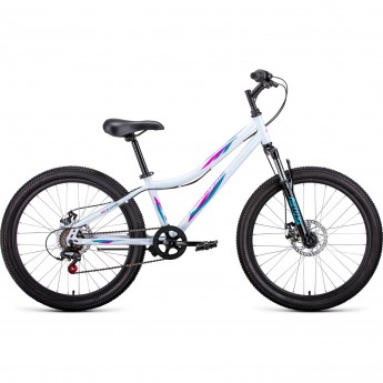 Велосипед FORWARD IRIS 24 2.0 D (2022) белый/розовый, с рамой 12" Велосипед FORWARD IRIS 24 2.0 D (2022) белый/розовый, с рамой 12"